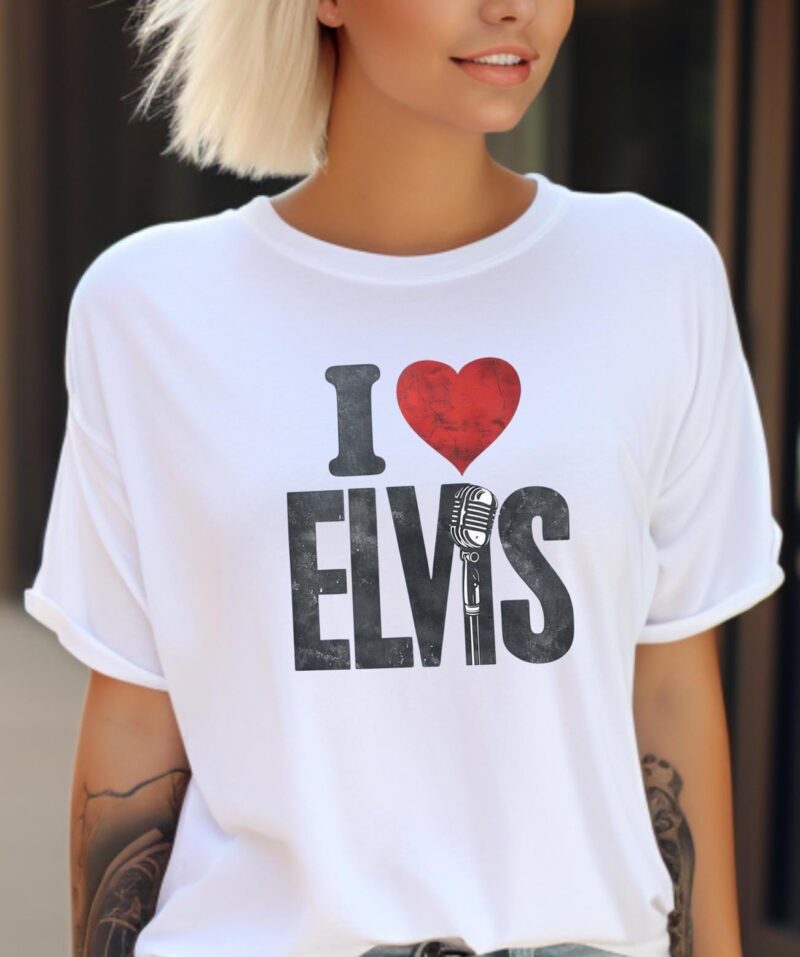 I Heart Elvis Vintage Music Lover Shirt Retro Rock n Roll Tee