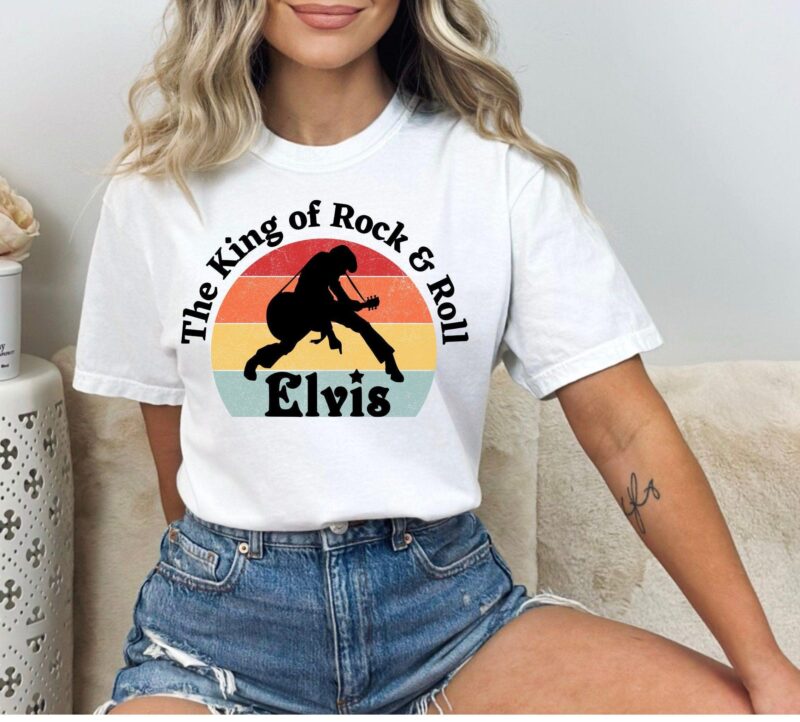 Retro Elvis Sunset Shirt Rock Roll King Comfort for Fans