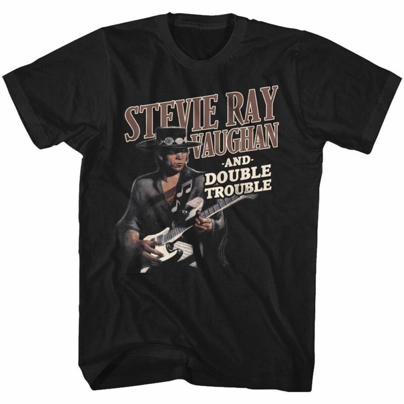 Stevie Ray Vaughan Double Trouble Black Shirt for Adults