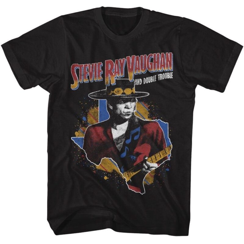 Stevie Ray Vaughan Texas Guitar Black Shirt