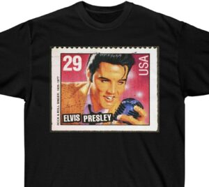 Vintage Elvis Stamp Shirt Unisex Tee Celebrating The King